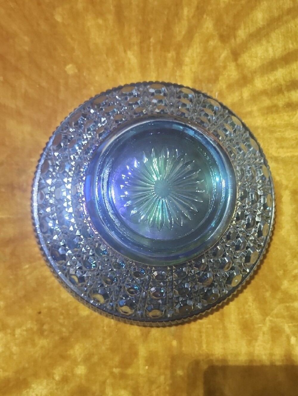๐ฅ HOT DEAL Blue Carnival Glass Iridescent Glass Bowl -Indiana Glass - Picture 3 of 9